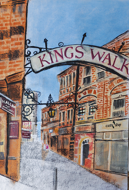 King's Walk Nottingham sketch January 2009 by Helen Nowell