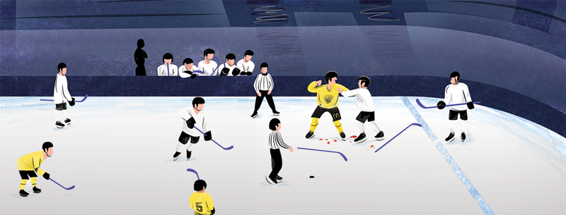 cropped section of Nottingham Panthers 'ice fight image' by Helen Nowell