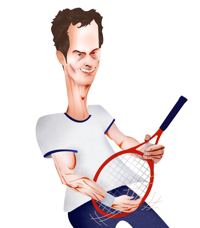 Andy Murray sports caricature by Helen Nowell